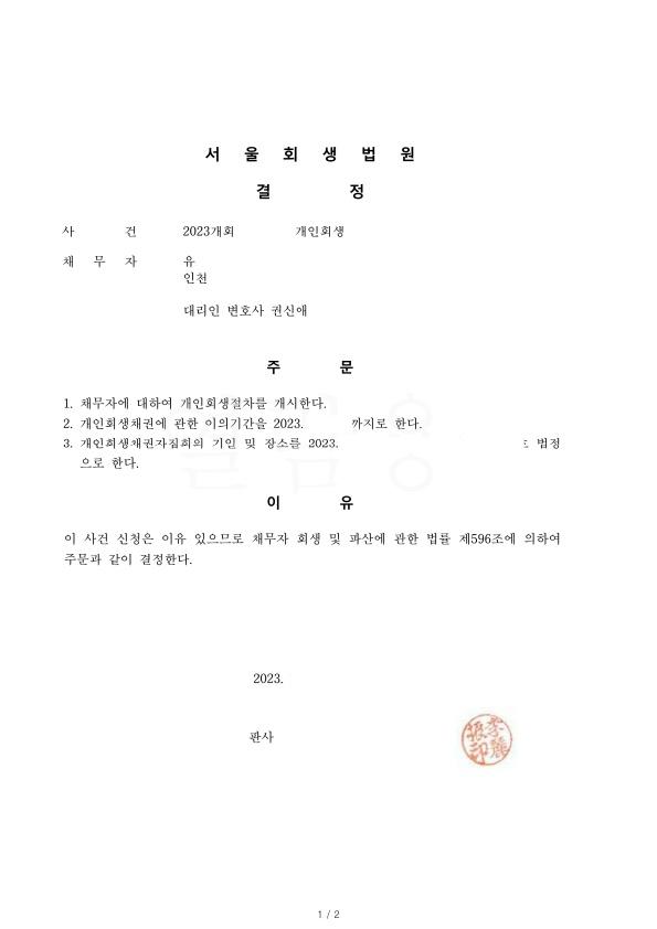 전세보증금 대출을 비롯하여 총채무원금의 61% 탕감