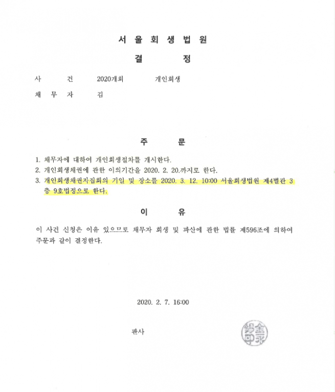 최저생계비에도 못 미치는 소득의 40대 사업자, 원금의 75% 탕감 회생 사례