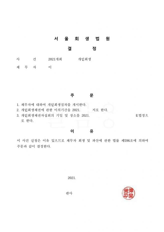 부부사업자. 동시 회생하여 채무금액의 88%탕감받은 사례