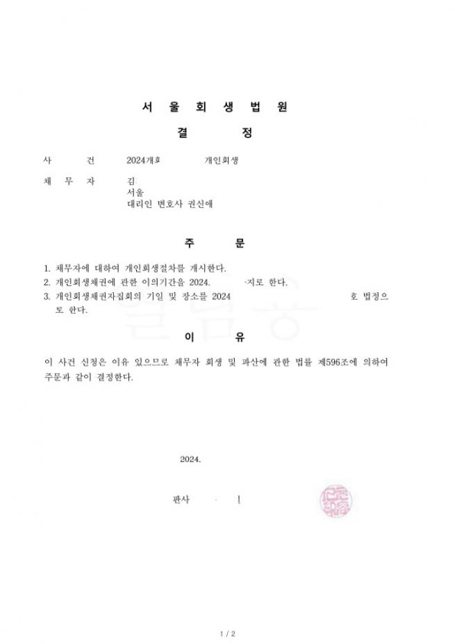 샵인샵 사업자. 총 채무의 62% 탕감